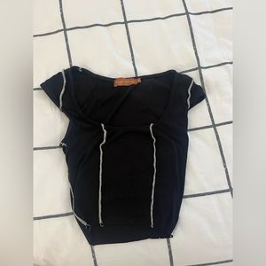 Beige Botany black and white crop top NEVER WORN